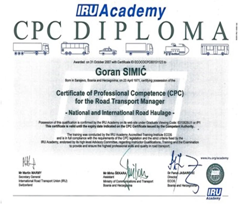 Logisticko/disponentske usluge u medjunarodnom robnom transportu